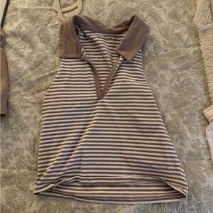 Abercrombie & Fitch Brown and Cream Striped Tank Top